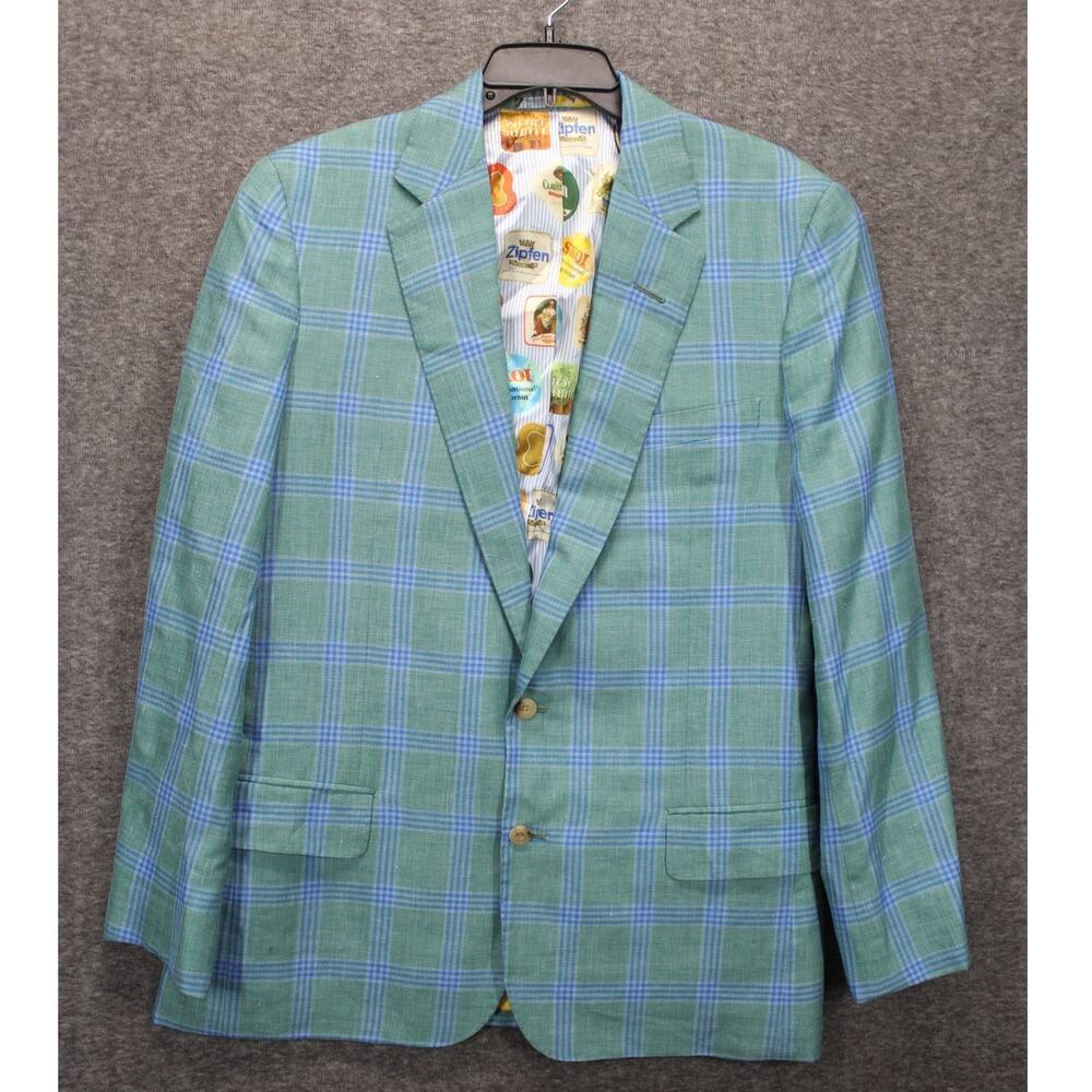 Edgar Pomeroy Bespoke Sport Coat Blazer Bespoke 42L Blue Plaid